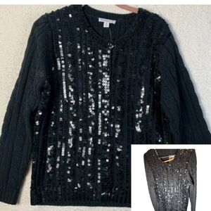 Vintage Isaac Mizrahi‎ Live black sequin cardigan 2X NEW